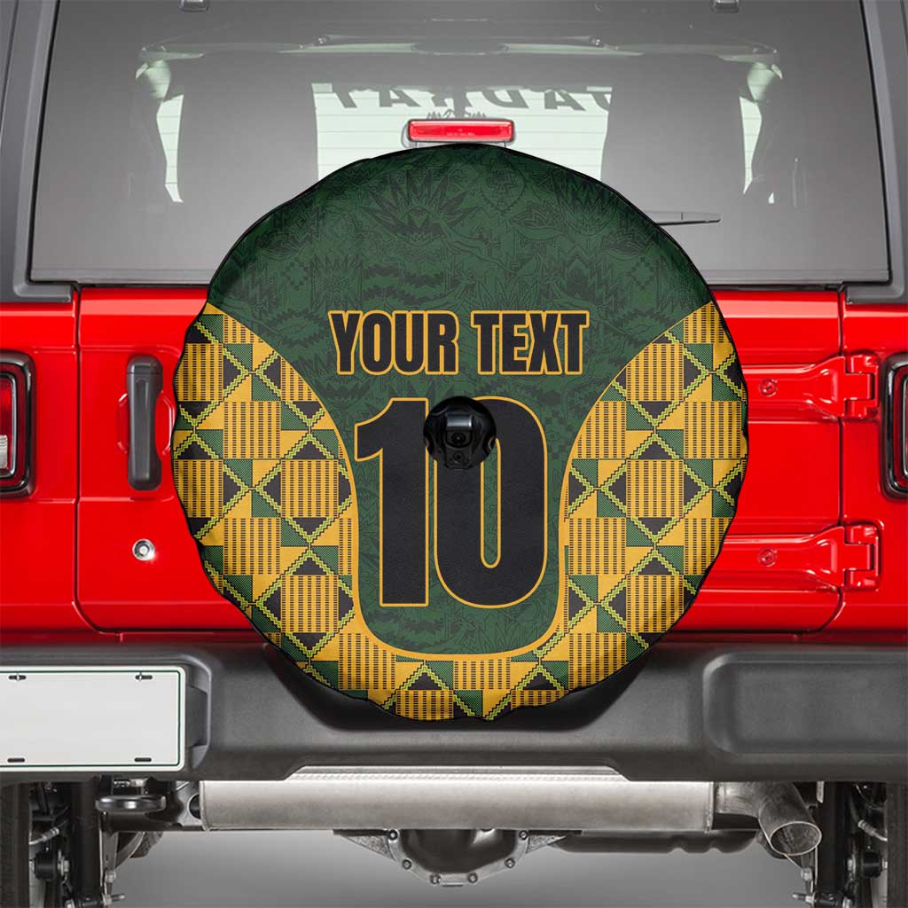 Custom South Africa Rugby 2024 Spare Tire Cover Go Champion Springboks and Kente Pattern - Wonder Print Shop