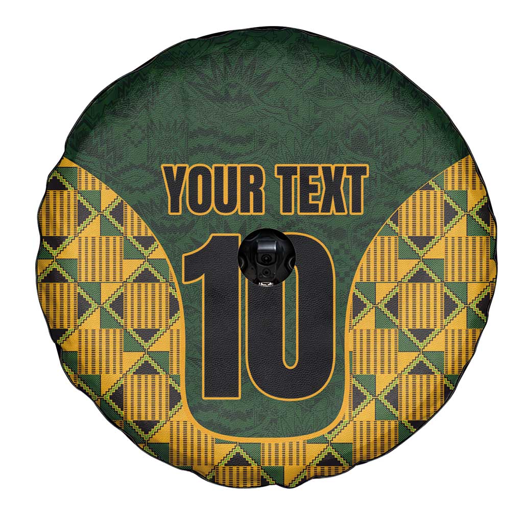 Custom South Africa Rugby 2024 Spare Tire Cover Go Champion Springboks and Kente Pattern - Wonder Print Shop