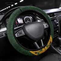 South Africa Rugby 2024 Steering Wheel Cover Go Champion Springboks and Kente Pattern - Wonder Print Shop
