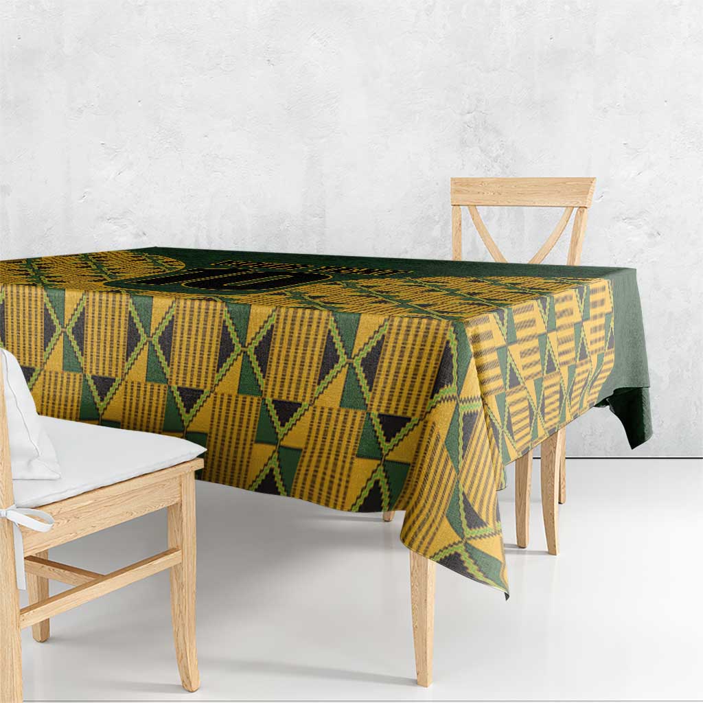 Custom South Africa Rugby 2024 Tablecloth Go Champion Springboks and Kente Pattern - Wonder Print Shop