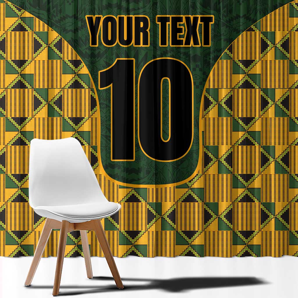 Custom South Africa Rugby 2024 Window Curtain Go Champion Springboks and Kente Pattern - Wonder Print Shop