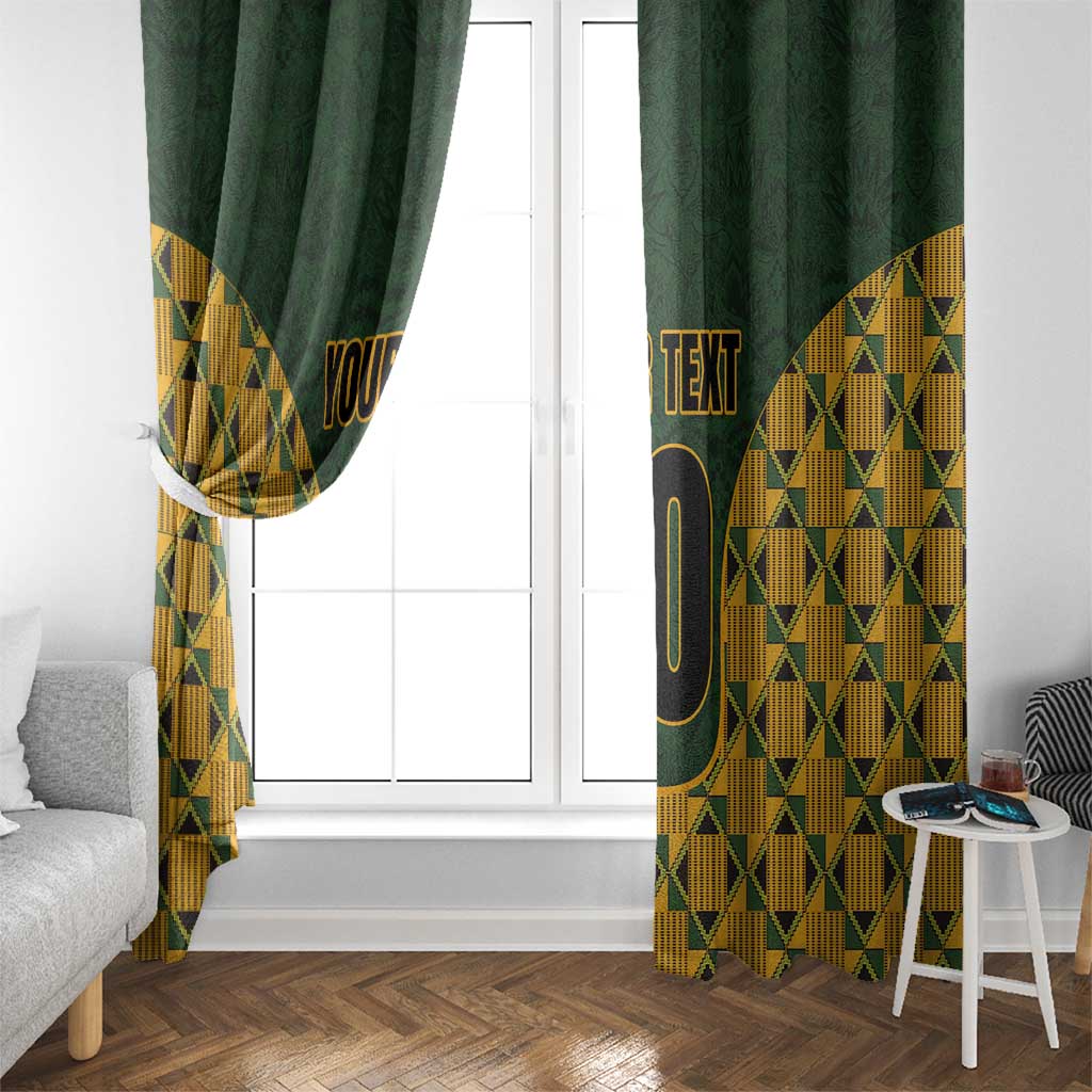 Custom South Africa Rugby 2024 Window Curtain Go Champion Springboks and Kente Pattern - Wonder Print Shop