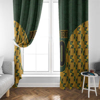 Custom South Africa Rugby 2024 Window Curtain Go Champion Springboks and Kente Pattern - Wonder Print Shop