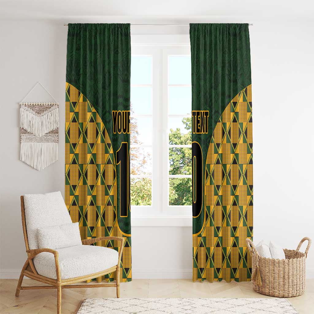 Custom South Africa Rugby 2024 Window Curtain Go Champion Springboks and Kente Pattern - Wonder Print Shop