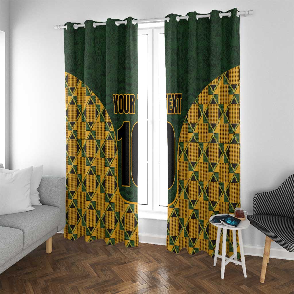 Custom South Africa Rugby 2024 Window Curtain Go Champion Springboks and Kente Pattern - Wonder Print Shop
