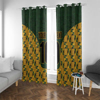Custom South Africa Rugby 2024 Window Curtain Go Champion Springboks and Kente Pattern - Wonder Print Shop
