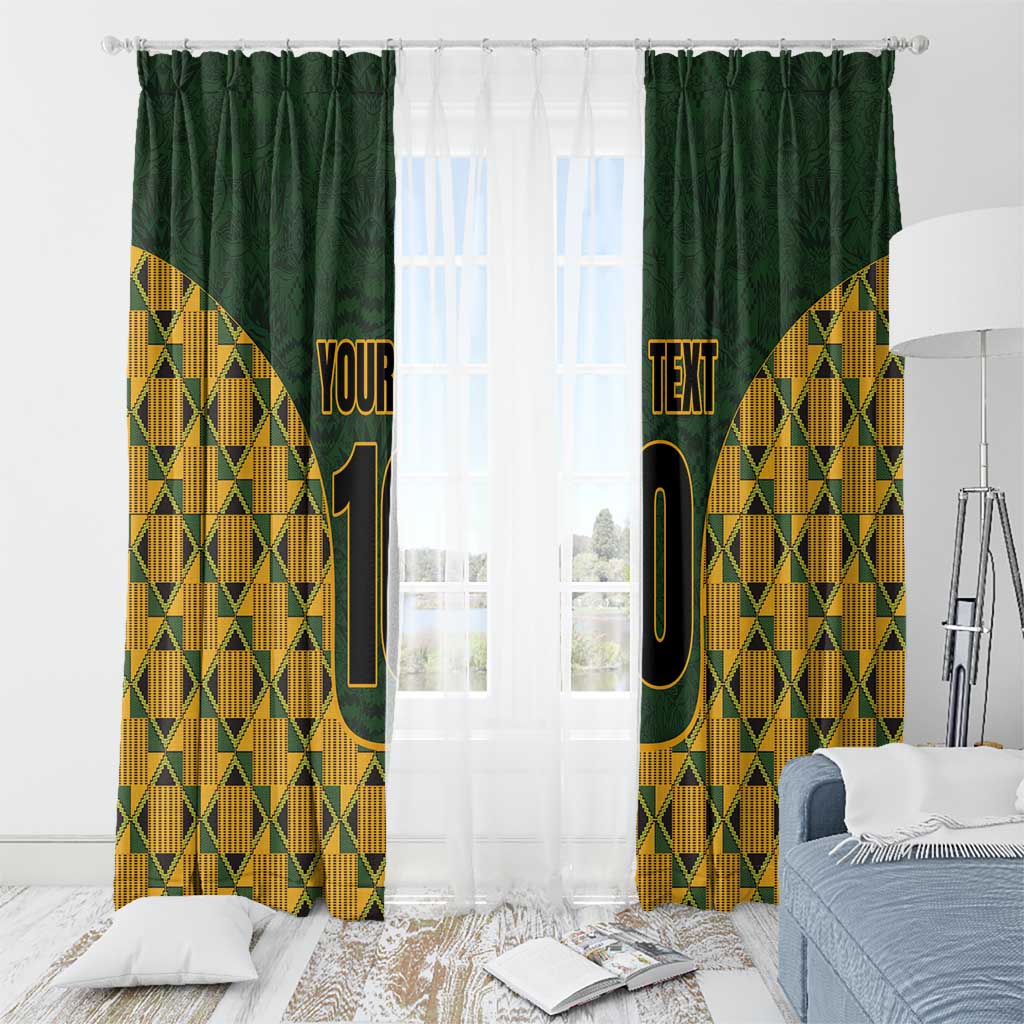 Custom South Africa Rugby 2024 Window Curtain Go Champion Springboks and Kente Pattern - Wonder Print Shop