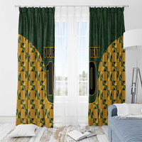 Custom South Africa Rugby 2024 Window Curtain Go Champion Springboks and Kente Pattern - Wonder Print Shop