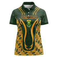 Custom South Africa Rugby 2024 Women Polo Shirt Go Champion Springboks and Kente Pattern - Wonder Print Shop