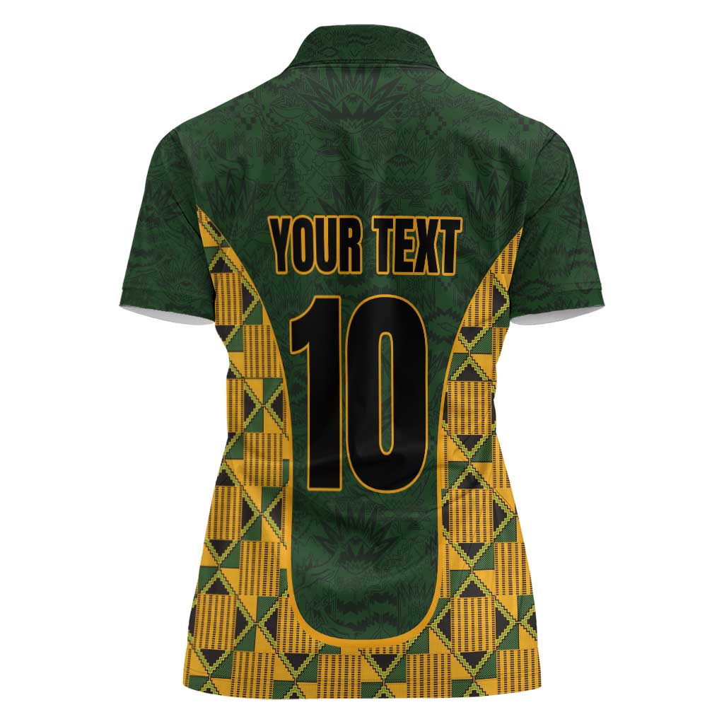 Custom South Africa Rugby 2024 Women Polo Shirt Go Champion Springboks and Kente Pattern - Wonder Print Shop