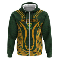 Custom South Africa Rugby 2024 Zip Hoodie Go Champion Springboks and Kente Pattern - Wonder Print Shop