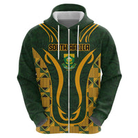 Custom South Africa Rugby 2024 Zip Hoodie Go Champion Springboks and Kente Pattern - Wonder Print Shop