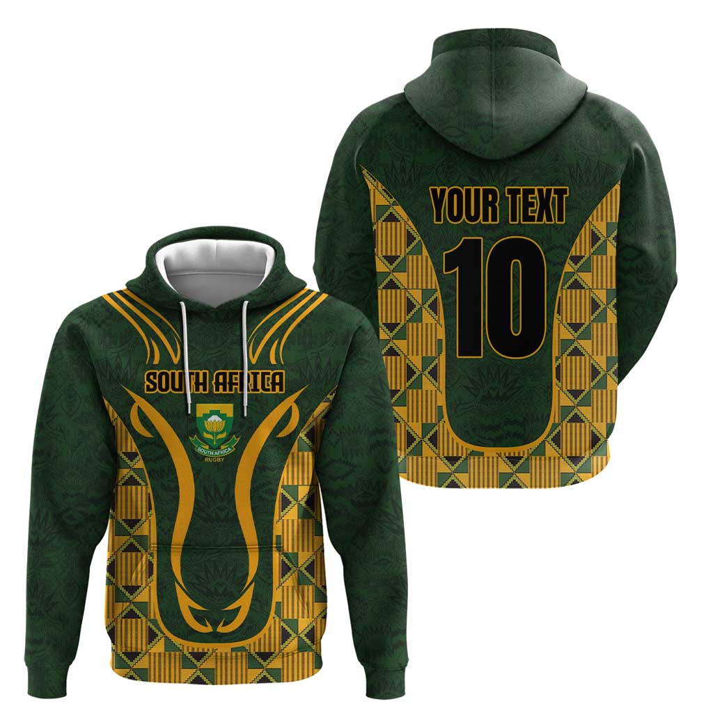 Custom South Africa Rugby 2024 Zip Hoodie Go Champion Springboks and Kente Pattern - Wonder Print Shop