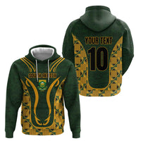 Custom South Africa Rugby 2024 Zip Hoodie Go Champion Springboks and Kente Pattern - Wonder Print Shop