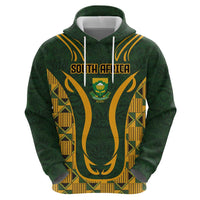 Custom South Africa Rugby 2024 Zip Hoodie Go Champion Springboks and Kente Pattern - Wonder Print Shop
