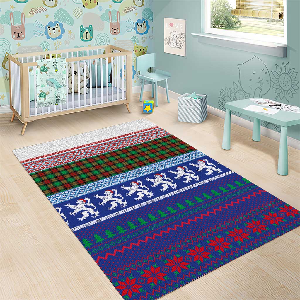 Scottish Christmas Area Rug Xmas Royal Lions and Tartan - Wonder Print Shop