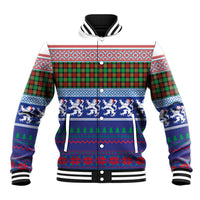 Scottish Christmas Baseball Jacket Xmas Royal Lions and Tartan - Wonder Print Shop