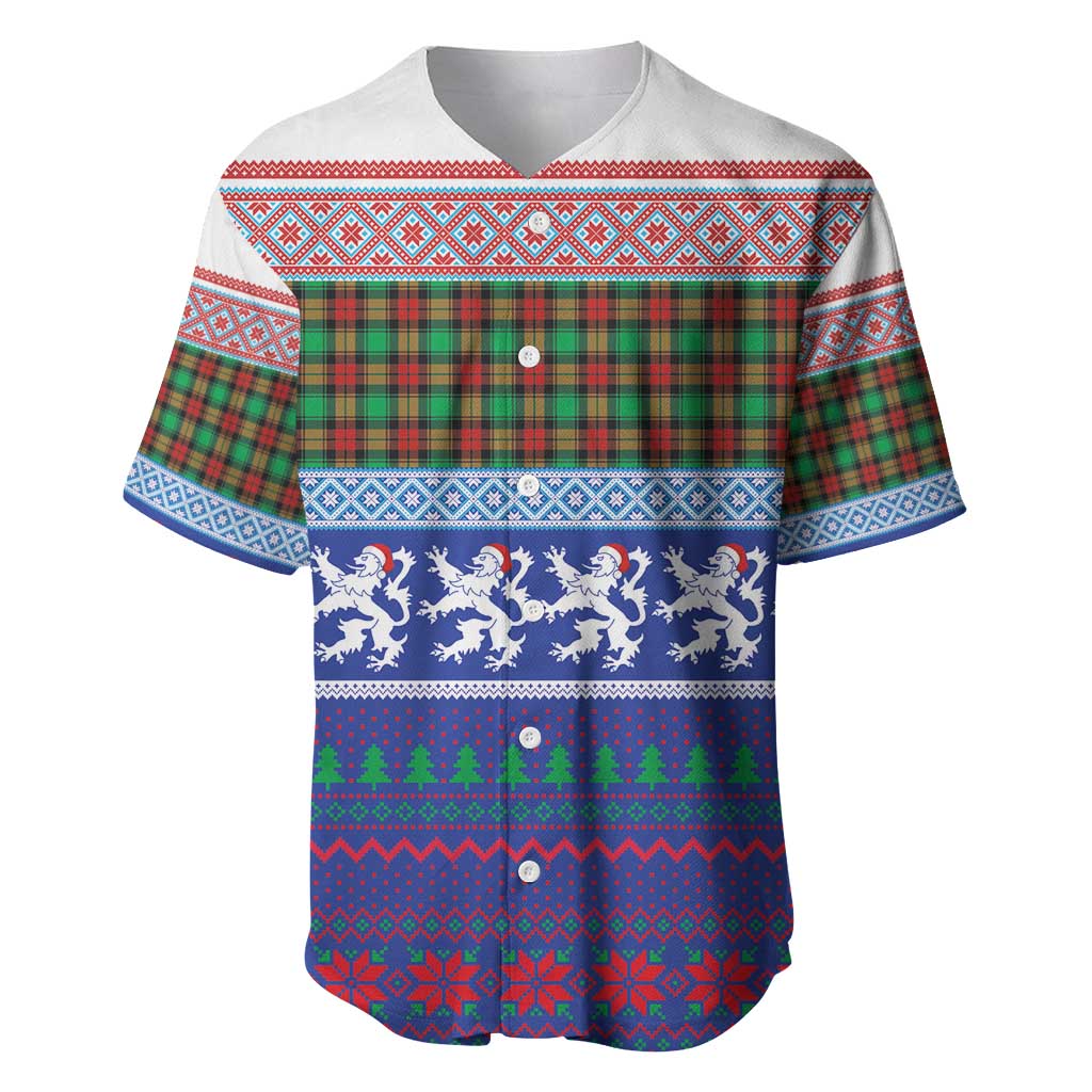 Scottish Christmas Baseball Jersey Xmas Royal Lions and Tartan - Wonder Print Shop