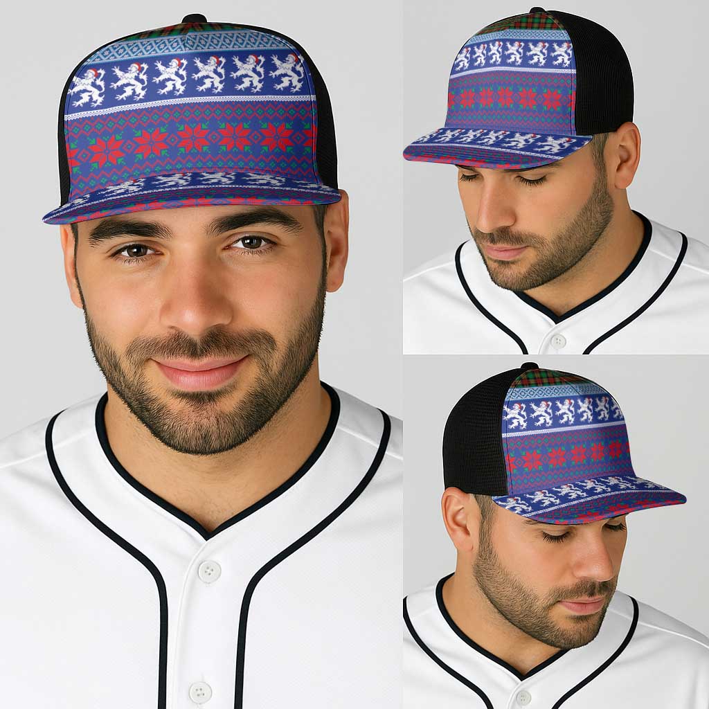 Scottish Christmas Baseball Net Cap Xmas Royal Lions and Tartan - Wonder Print Shop