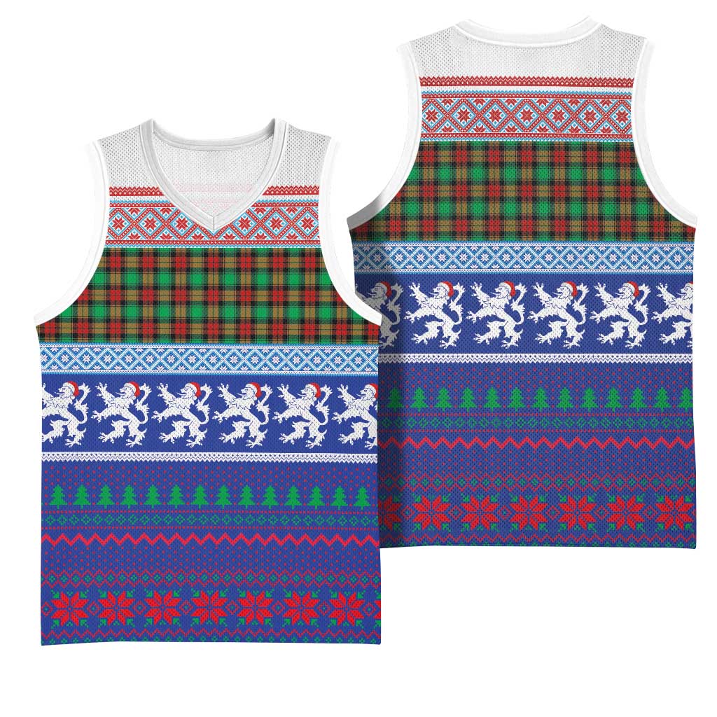 Scottish Christmas Basketball Jersey Xmas Royal Lions and Tartan - Wonder Print Shop