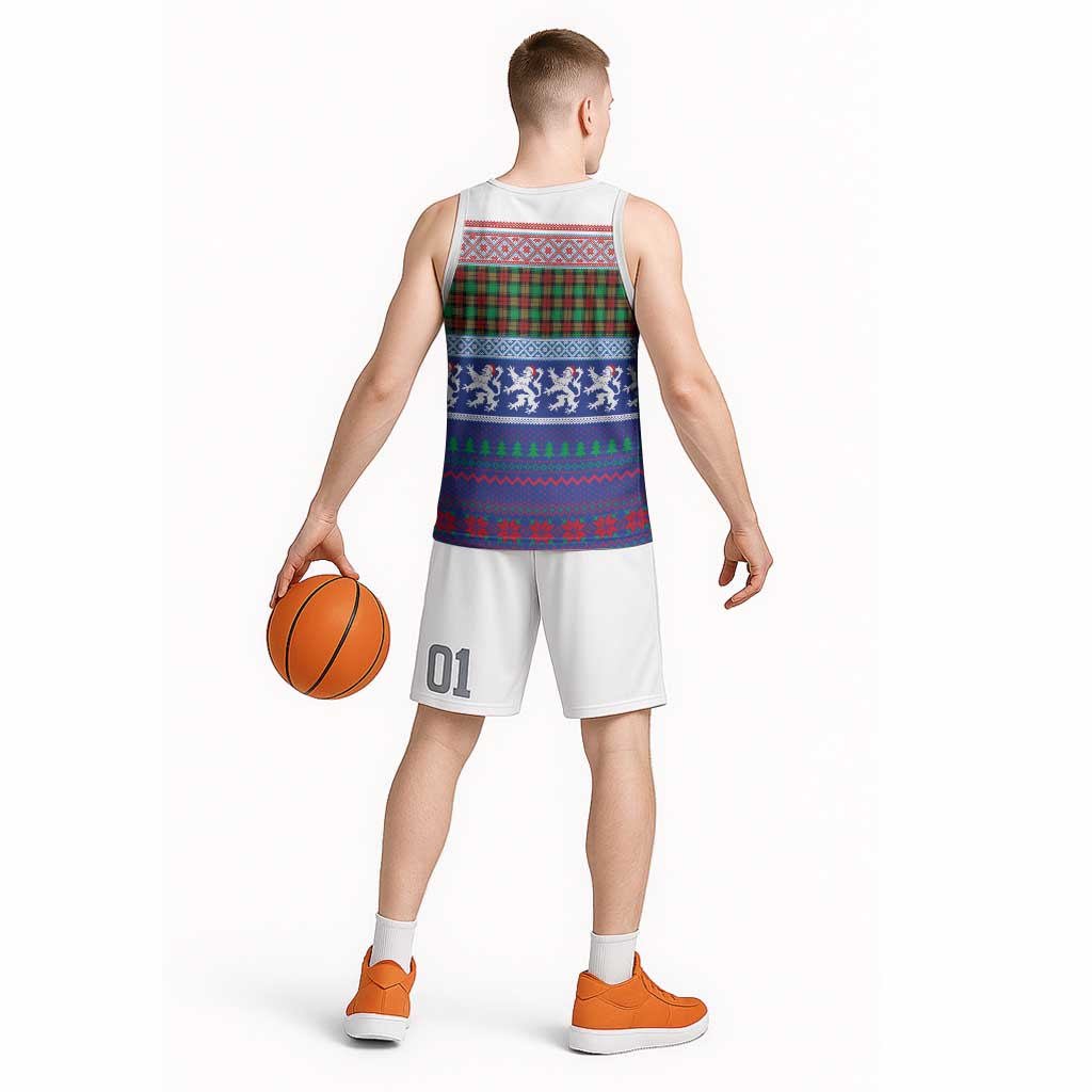 Scottish Christmas Basketball Jersey Xmas Royal Lions and Tartan - Wonder Print Shop