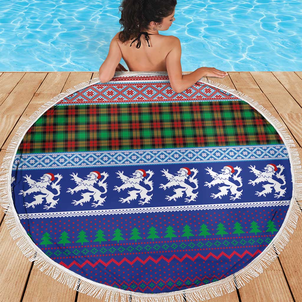 Scottish Christmas Beach Blanket Xmas Royal Lions and Tartan - Wonder Print Shop