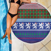 Scottish Christmas Beach Blanket Xmas Royal Lions and Tartan - Wonder Print Shop