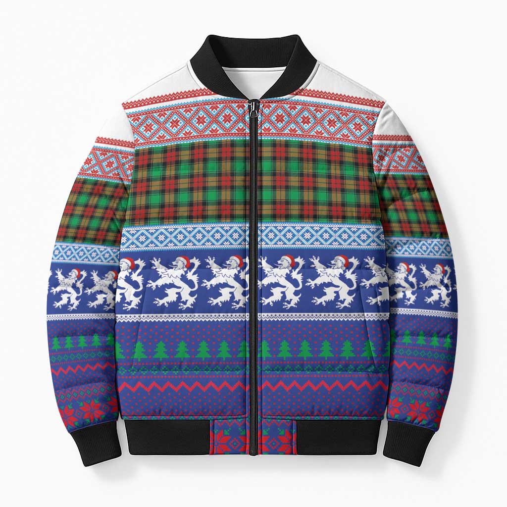 Scottish Christmas Bomber Puffer Jacket Xmas Royal Lions and Tartan - Wonder Print Shop