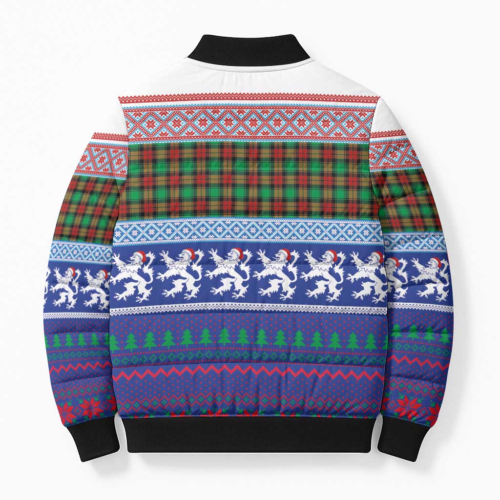 Scottish Christmas Bomber Puffer Jacket Xmas Royal Lions and Tartan - Wonder Print Shop