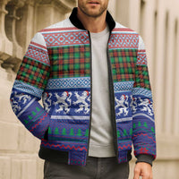 Scottish Christmas Bomber Puffer Jacket Xmas Royal Lions and Tartan - Wonder Print Shop