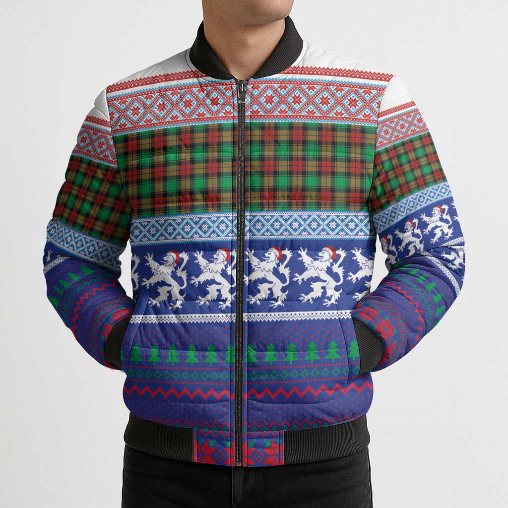 Scottish Christmas Bomber Puffer Jacket Xmas Royal Lions and Tartan - Wonder Print Shop