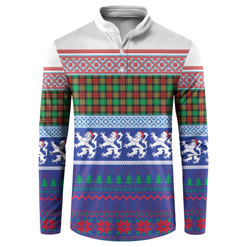 Scottish Christmas Button Sweatshirt Xmas Royal Lions and Tartan - Wonder Print Shop