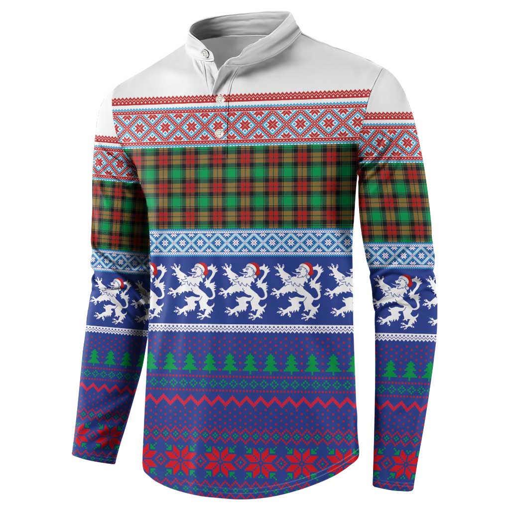 Scottish Christmas Button Sweatshirt Xmas Royal Lions and Tartan - Wonder Print Shop