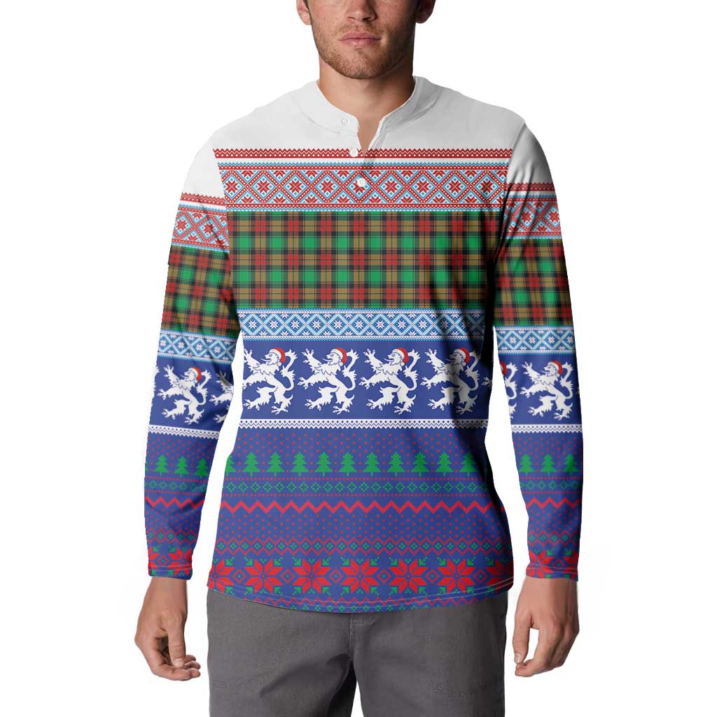 Scottish Christmas Button Sweatshirt Xmas Royal Lions and Tartan - Wonder Print Shop