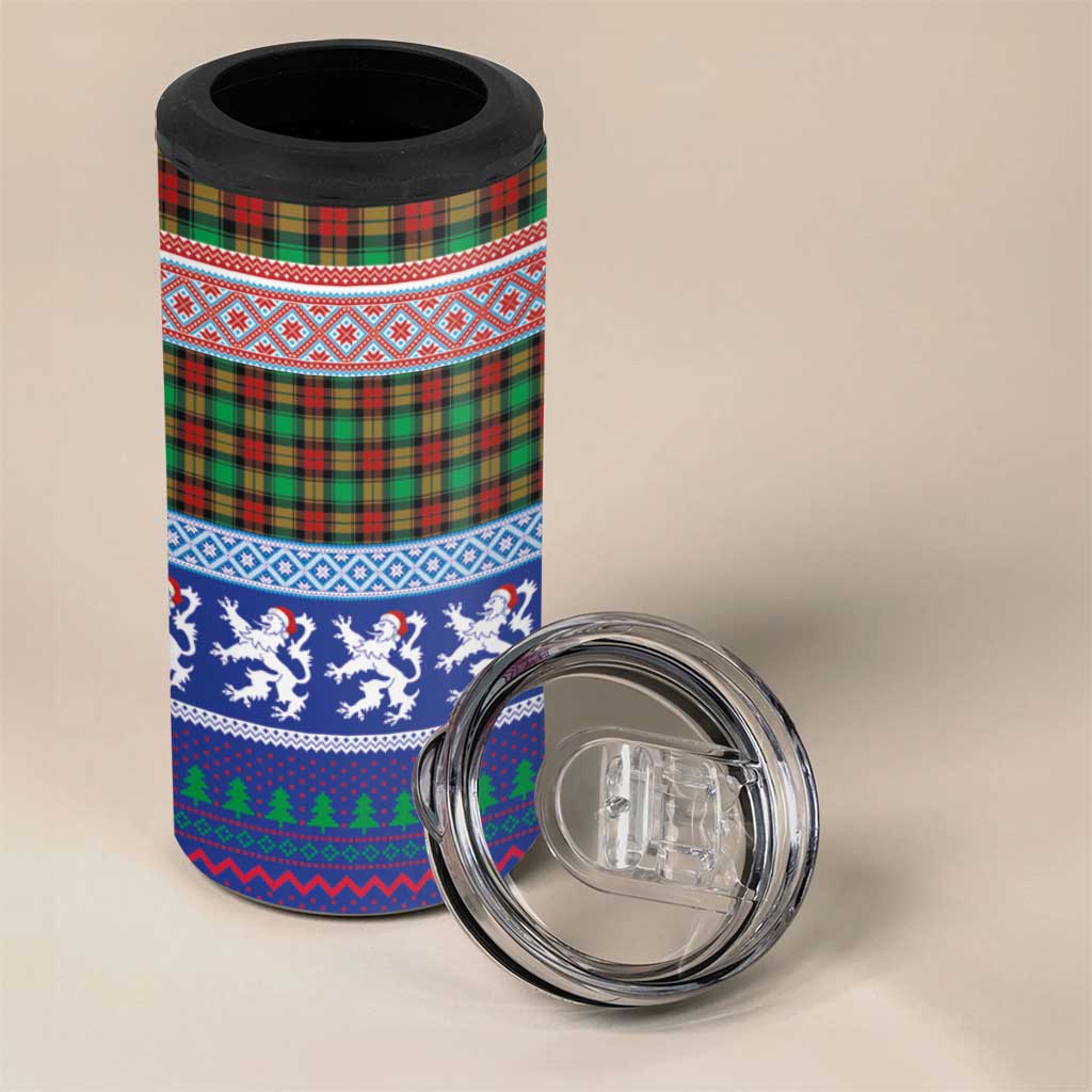 Scottish Christmas 4 in 1 Can Cooler Tumbler Xmas Royal Lions and Tartan - Wonder Print Shop
