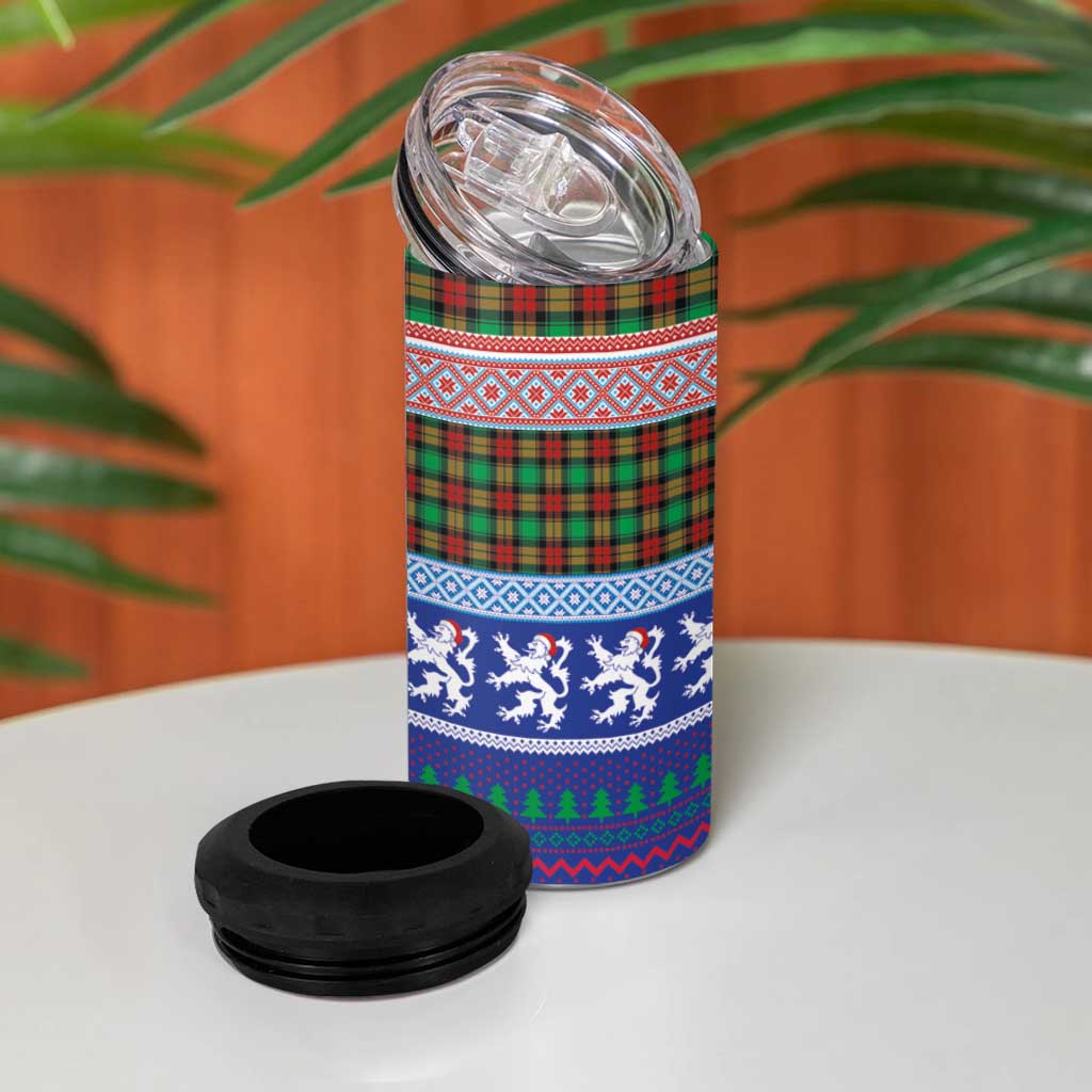 Scottish Christmas 4 in 1 Can Cooler Tumbler Xmas Royal Lions and Tartan - Wonder Print Shop