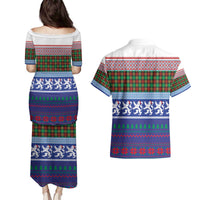 Scottish Christmas Couples Matching Puletasi and Hawaiian Shirt Xmas Royal Lions and Tartan - Wonder Print Shop