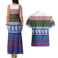 Scottish Christmas Couples Matching Tank Maxi Dress and Hawaiian Shirt Xmas Royal Lions and Tartan - Wonder Print Shop