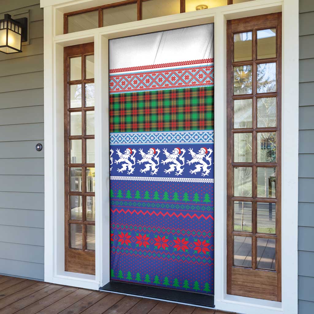Scottish Christmas Door Cover Xmas Royal Lions and Tartan - Wonder Print Shop
