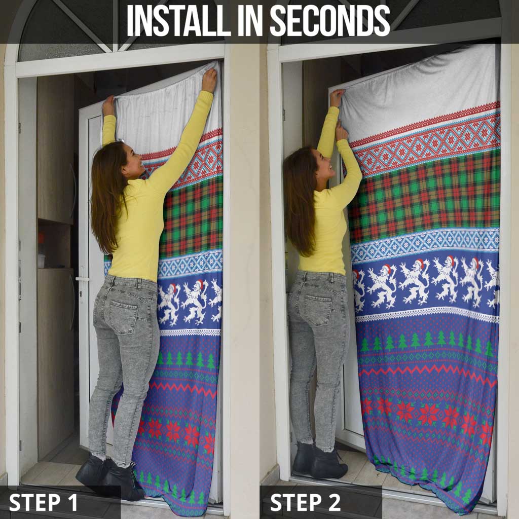 Scottish Christmas Door Cover Xmas Royal Lions and Tartan - Wonder Print Shop