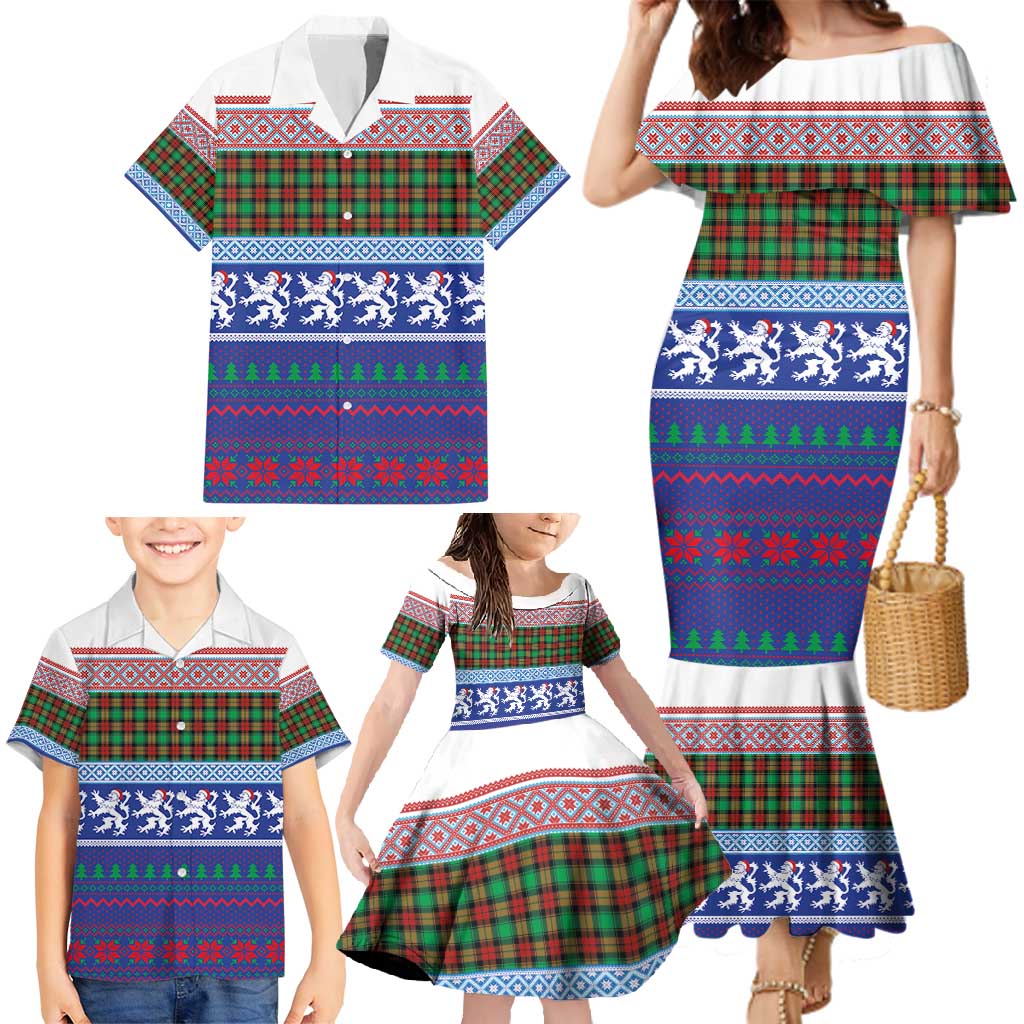 Scottish Christmas Family Matching Mermaid Dress and Hawaiian Shirt Xmas Royal Lions and Tartan - Wonder Print Shop