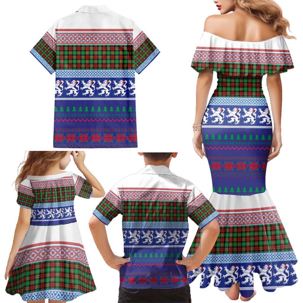 Scottish Christmas Family Matching Mermaid Dress and Hawaiian Shirt Xmas Royal Lions and Tartan - Wonder Print Shop