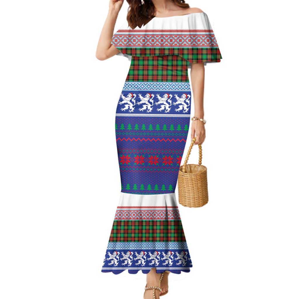 Scottish Christmas Family Matching Mermaid Dress and Hawaiian Shirt Xmas Royal Lions and Tartan - Wonder Print Shop