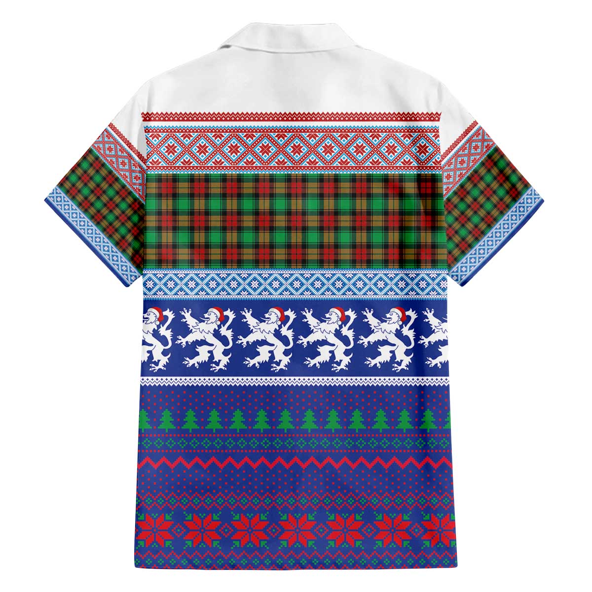 Scottish Christmas Family Matching Off The Shoulder Long Sleeve Dress and Hawaiian Shirt Xmas Royal Lions and Tartan - Wonder Print Shop