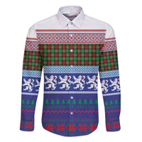Scottish Christmas Family Matching Off The Shoulder Long Sleeve Dress and Hawaiian Shirt Xmas Royal Lions and Tartan - Wonder Print Shop