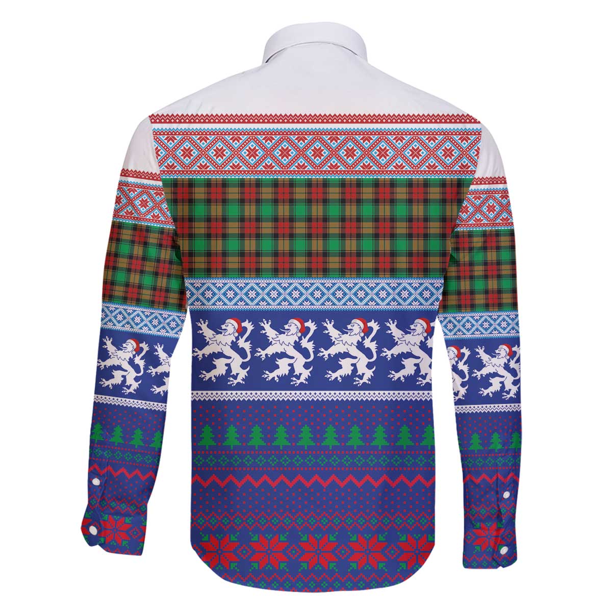Scottish Christmas Family Matching Off The Shoulder Long Sleeve Dress and Hawaiian Shirt Xmas Royal Lions and Tartan - Wonder Print Shop