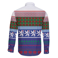 Scottish Christmas Family Matching Off The Shoulder Long Sleeve Dress and Hawaiian Shirt Xmas Royal Lions and Tartan - Wonder Print Shop