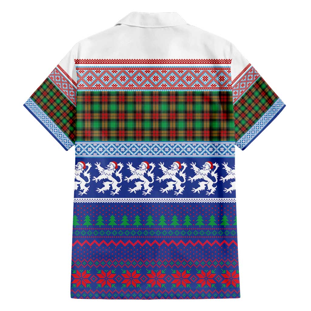 Scottish Christmas Family Matching Off Shoulder Short Dress and Hawaiian Shirt Xmas Royal Lions and Tartan - Wonder Print Shop