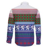 Scottish Christmas Family Matching Off Shoulder Short Dress and Hawaiian Shirt Xmas Royal Lions and Tartan - Wonder Print Shop