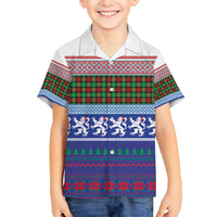 Scottish Christmas Family Matching Off Shoulder Short Dress and Hawaiian Shirt Xmas Royal Lions and Tartan - Wonder Print Shop